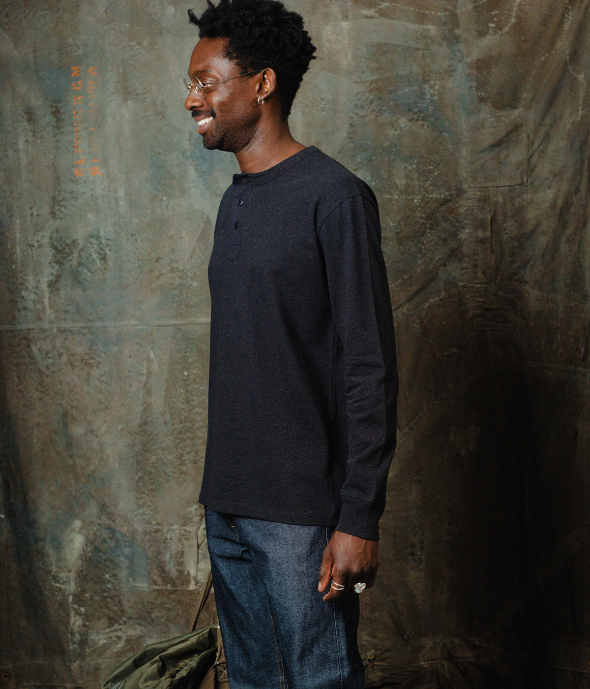 Henley homme coton manches longues