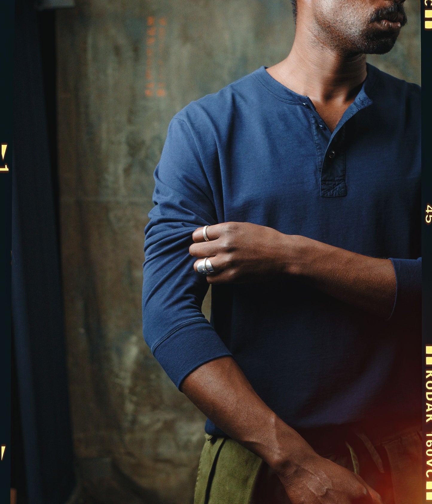 Henley homme coton manches longues