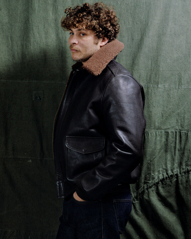 blouson aviator homme cuir vachette type topgun marron