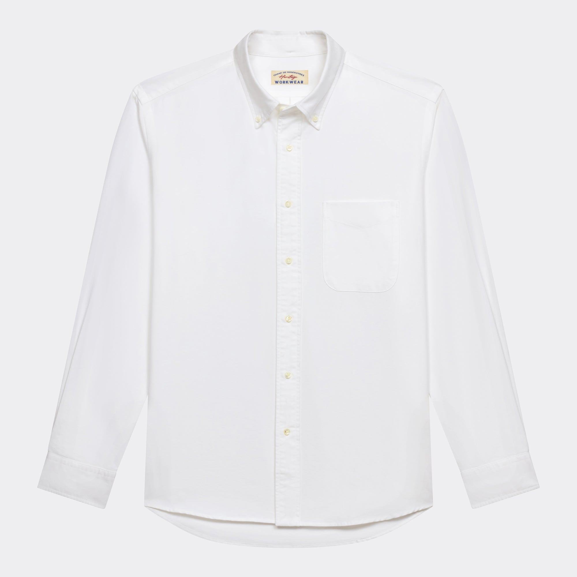 Chemise oxford button down blanche - Champ de Manoeuvres