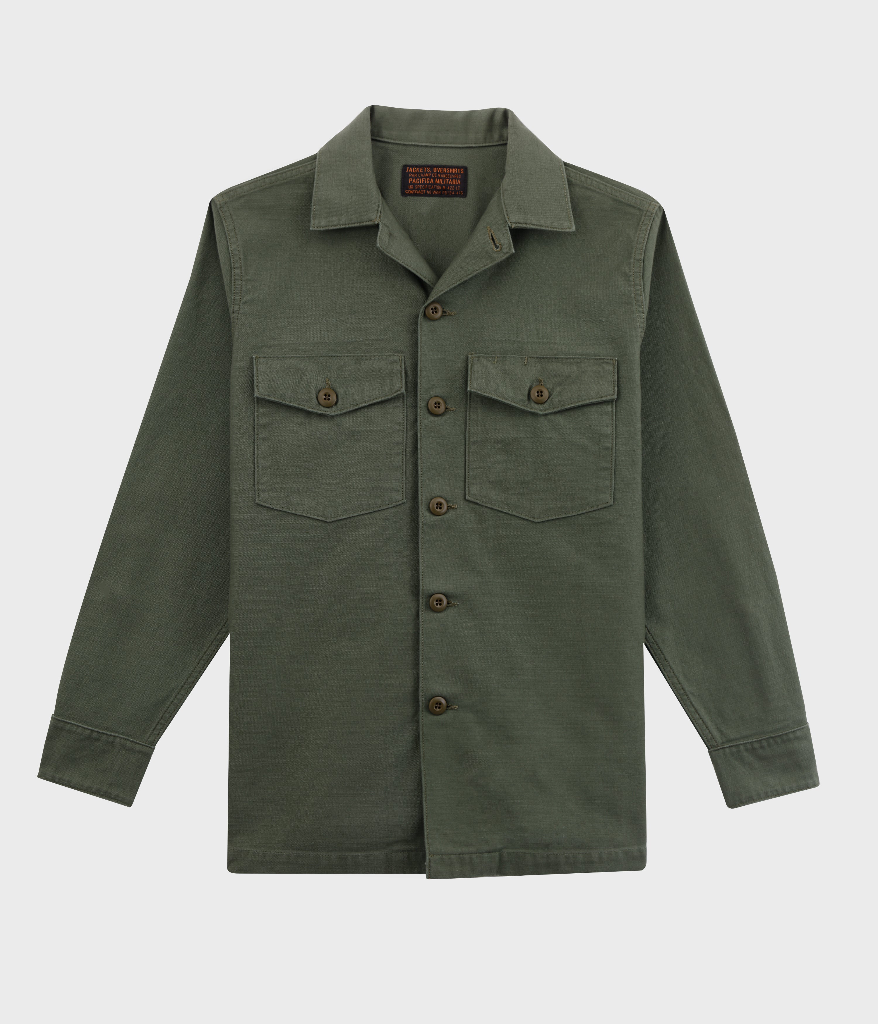 Utility shirt og 107 cotton sateen vietnam era , fabric made in japan and real military buttons
