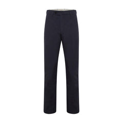 Chino Gabardine Marine vu de face à plat, gabardine de coton bleu marine, poches italiennes et taille à passants — Champ de Manoeuvres