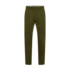 Chino homme en gabardine olive, vue de face, coupe droite