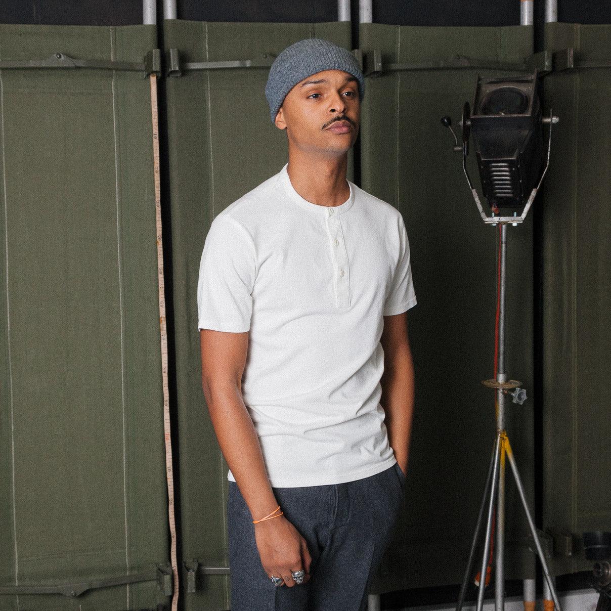 Henley homme coton manches courtes - Champ de Manoeuvres