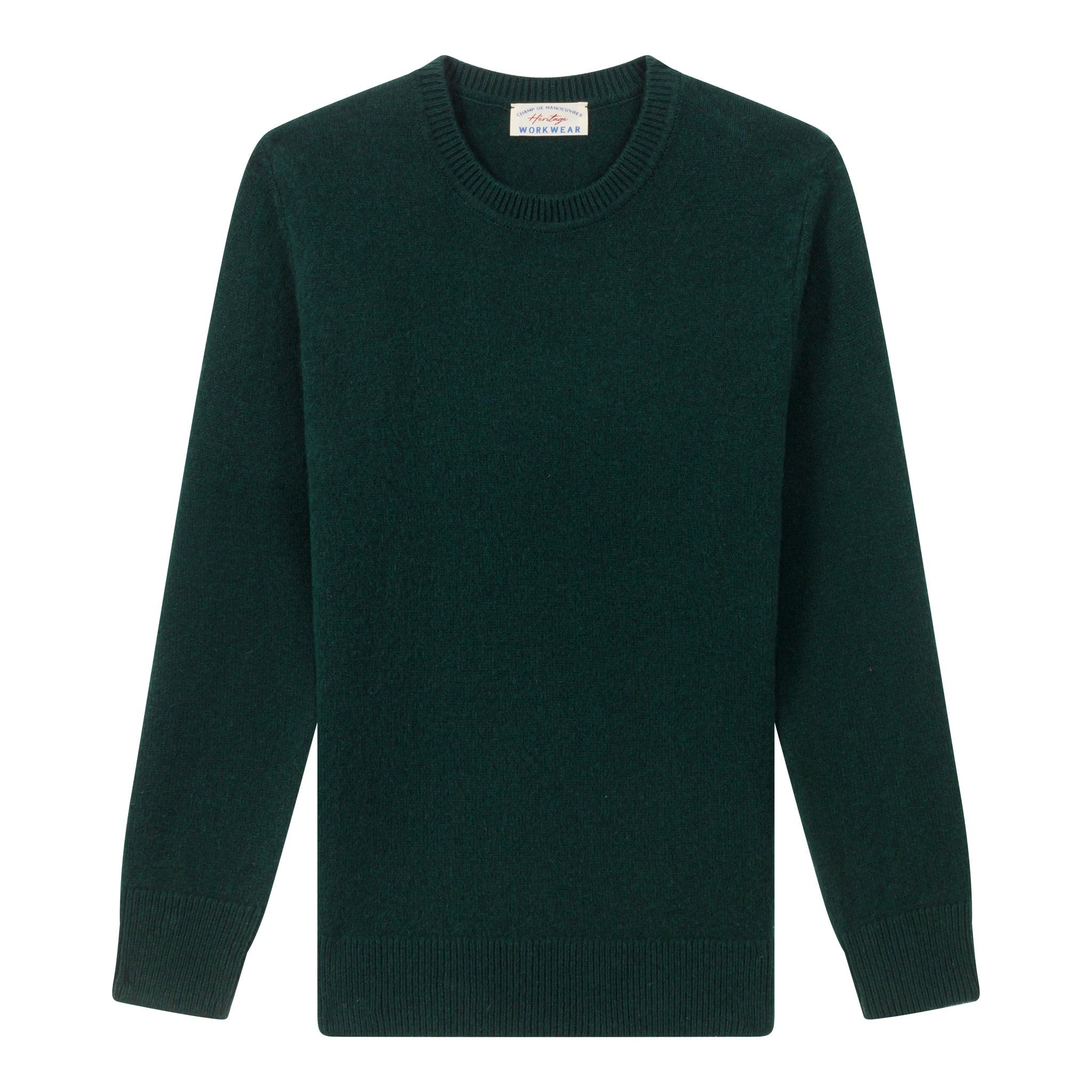 Pull Lambswool Vert Forêt - Champ de Manoeuvres