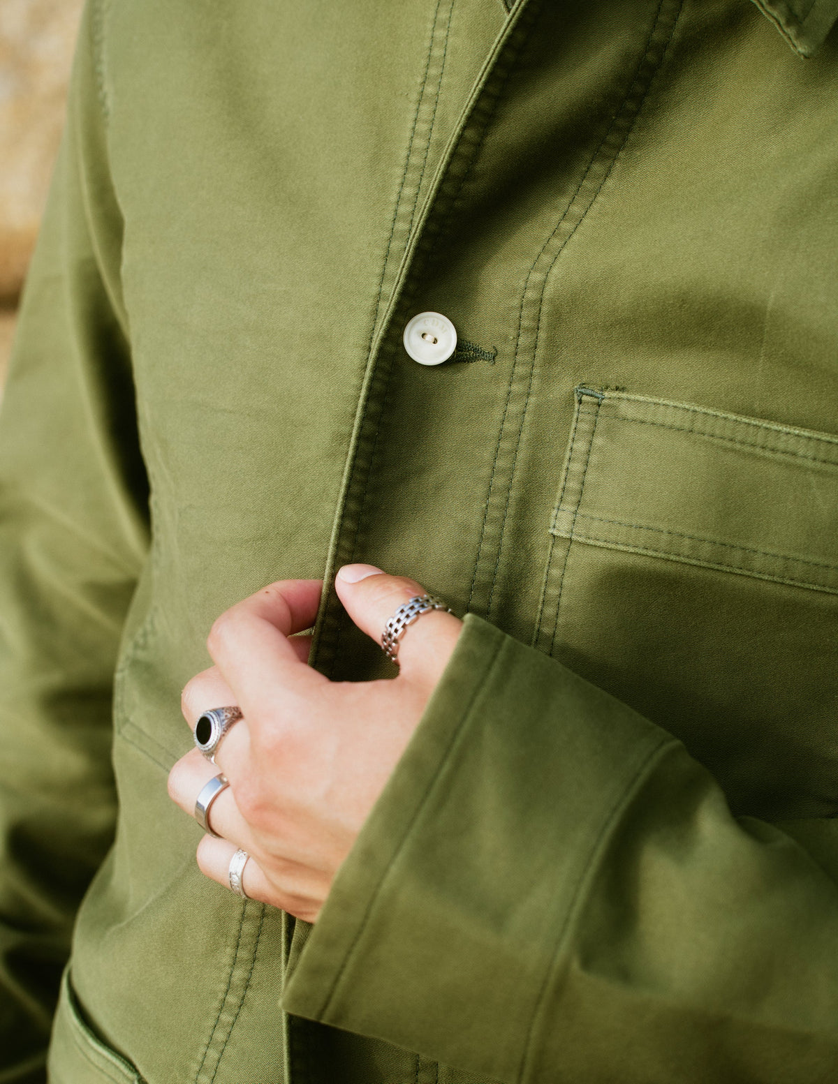 Veste de travail Moleskine olive