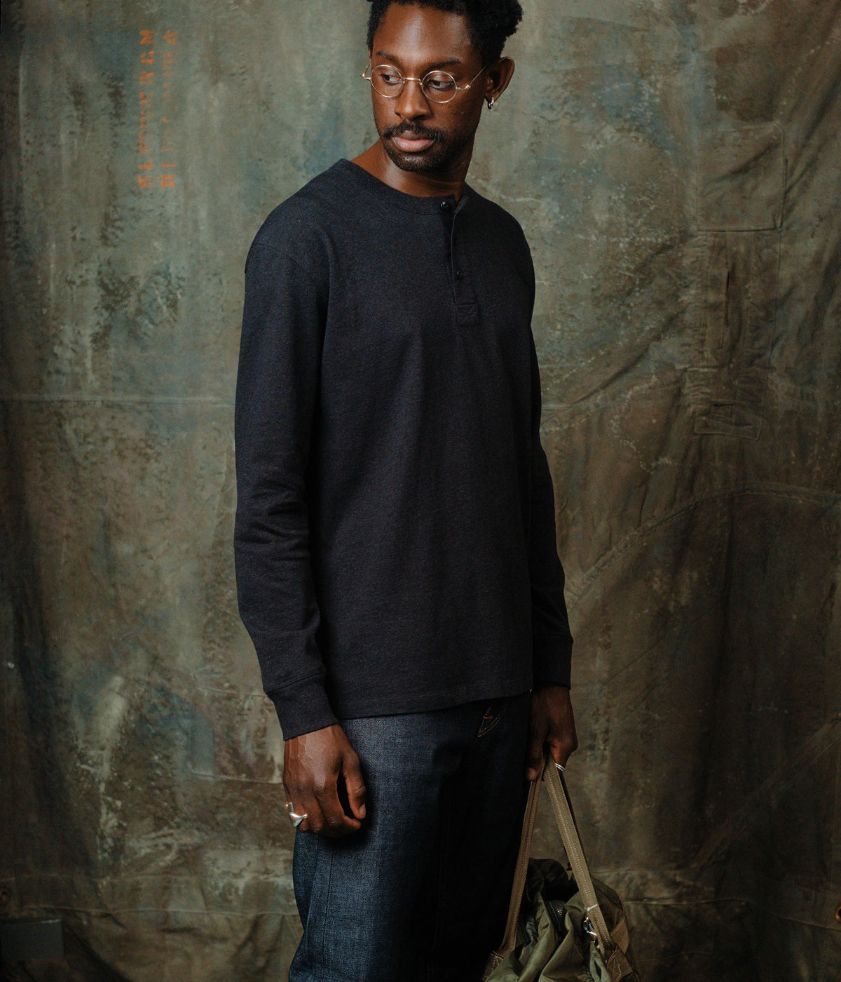 Henley homme coton manches longues