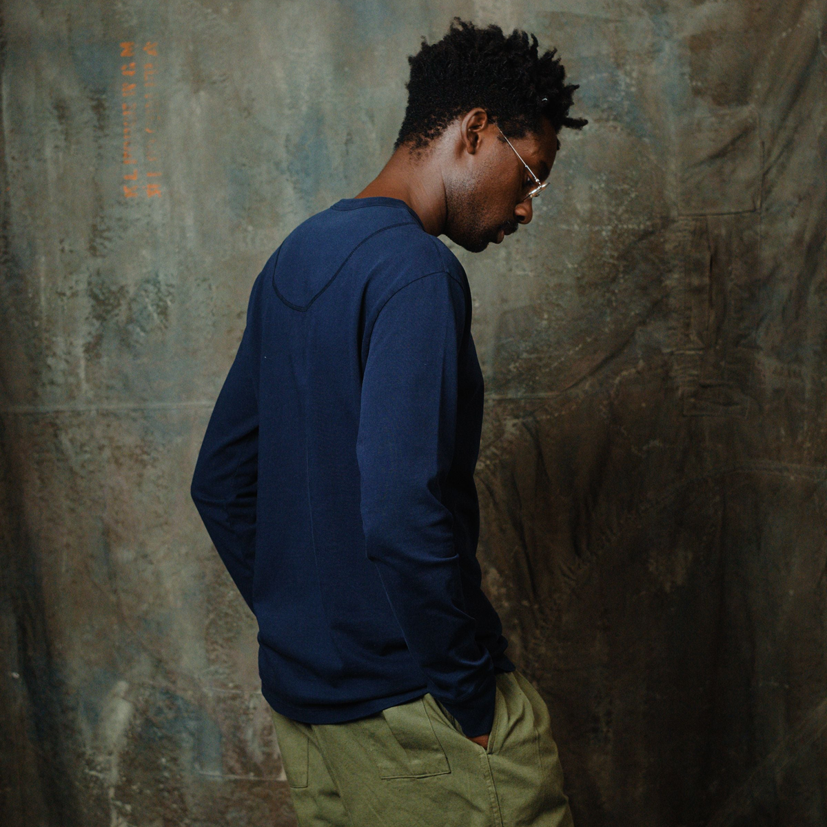 Henley homme coton manches longues