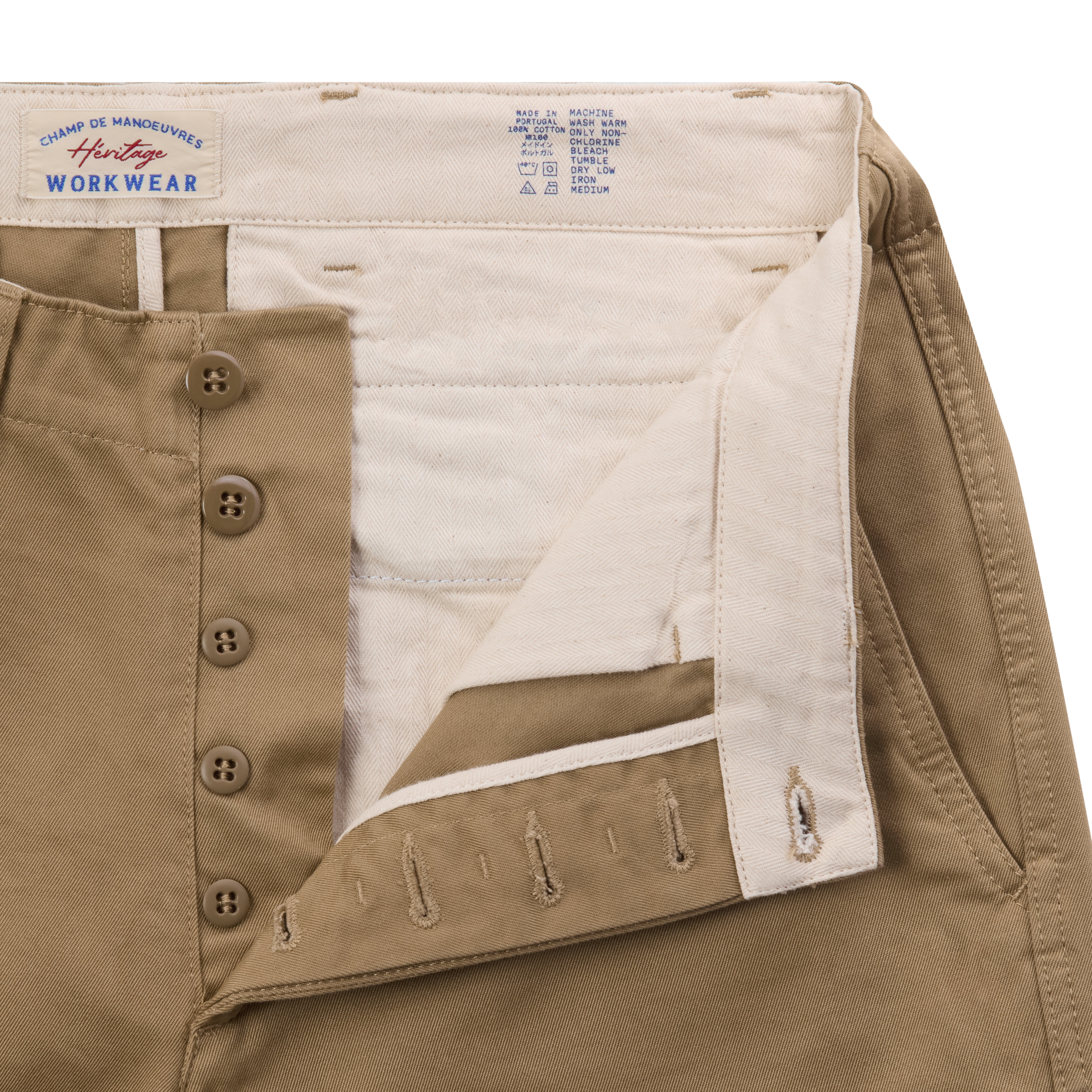 chino homme officier sable us trouser detail braguette
