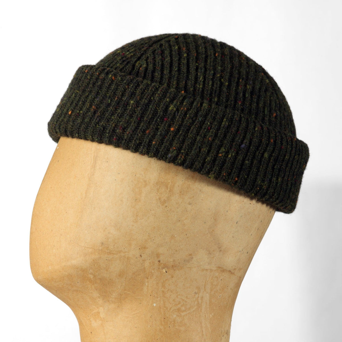 Bonnet Laine Vintage vert moucheté