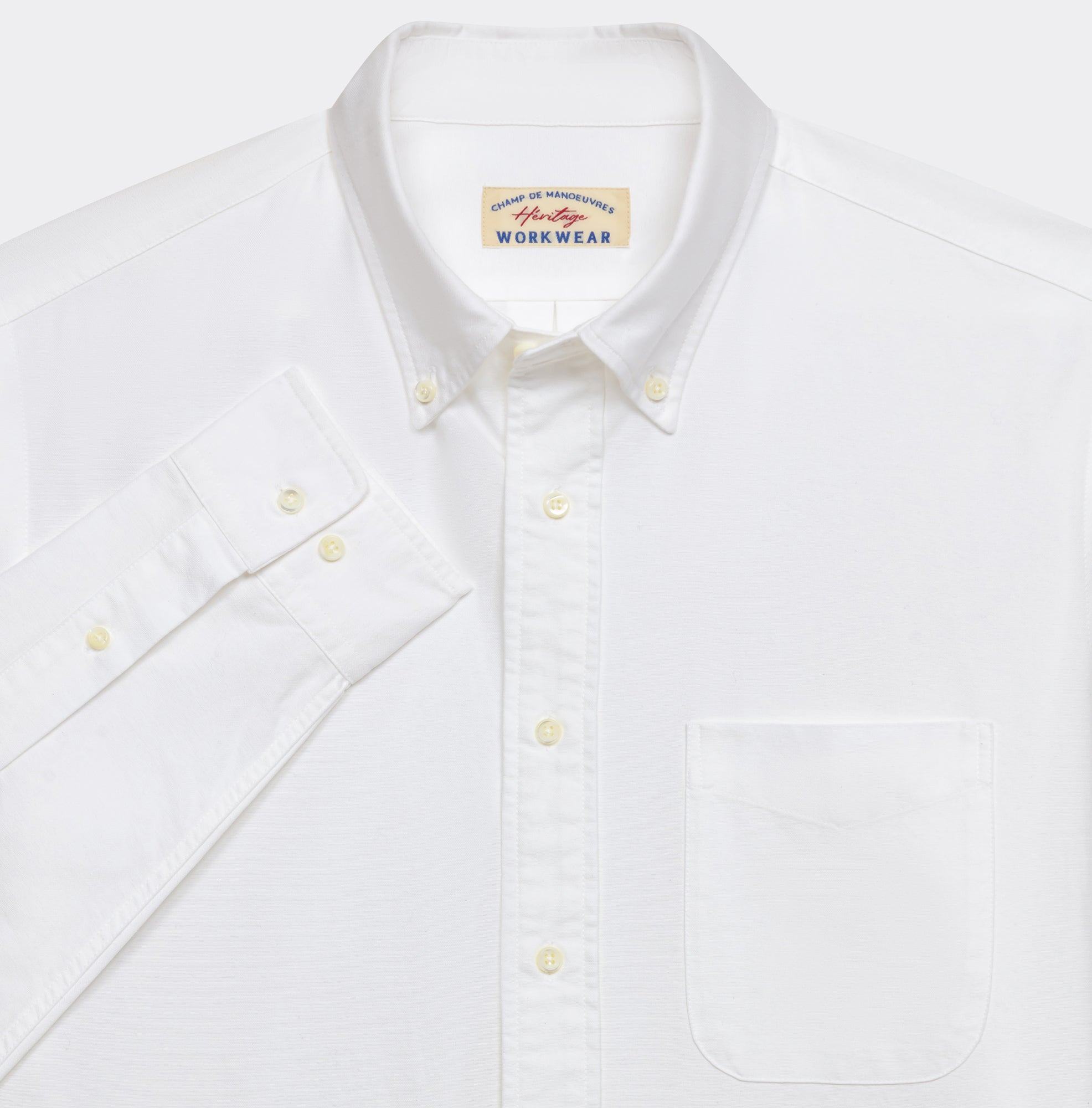 Chemise oxford button down blanche - Champ de Manoeuvres 