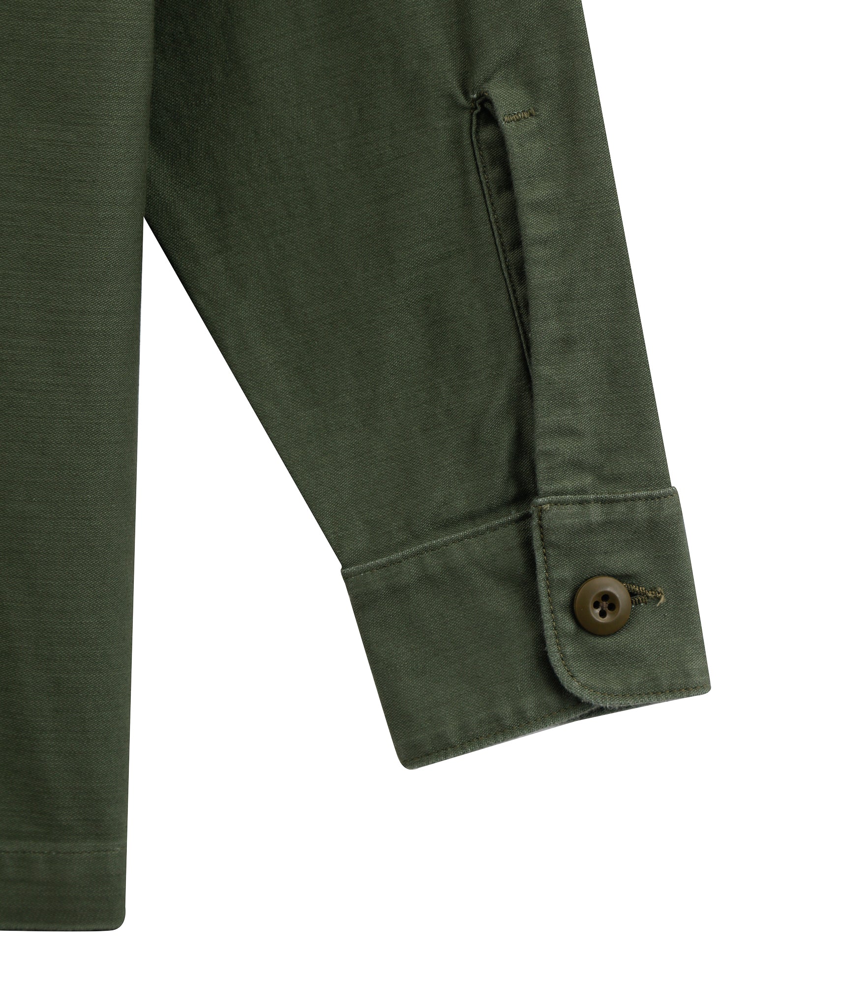 Utility shirt og 107 cotton sateen vietnam era , fabric made in japan and real military buttons , cuff detail