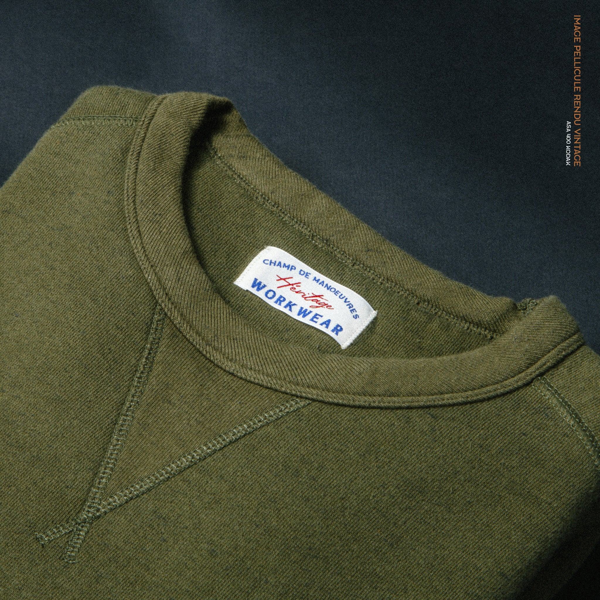 Sweatshirt Heritage kaki - Champ de Manoeuvres 