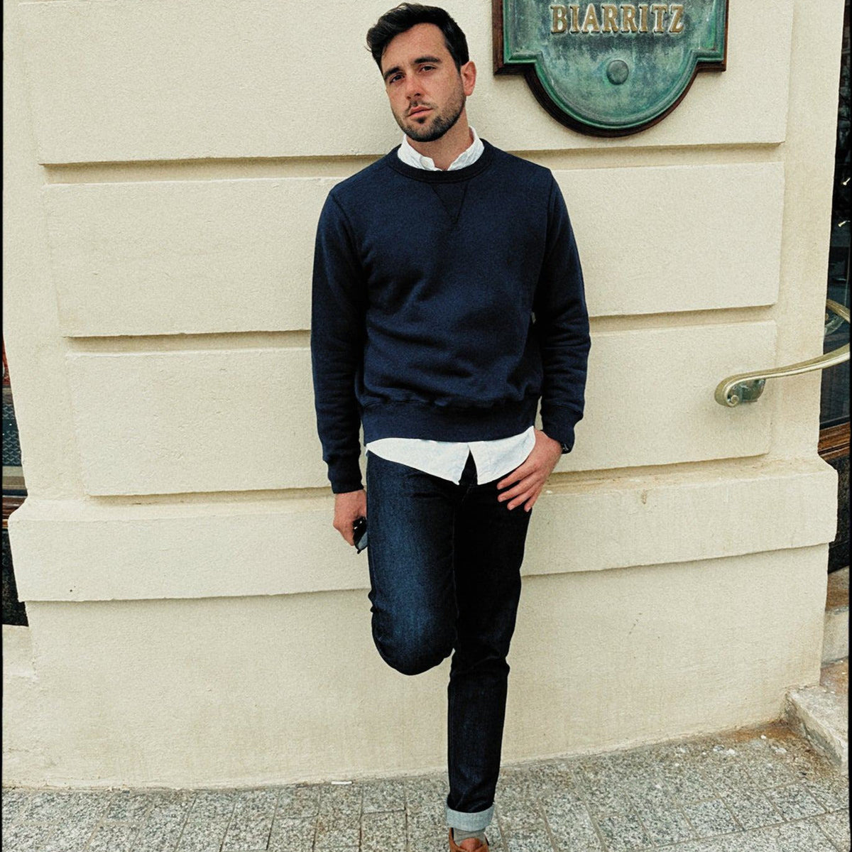 Sweatshirt Heritage Marine porté — Champ de Manœuvres