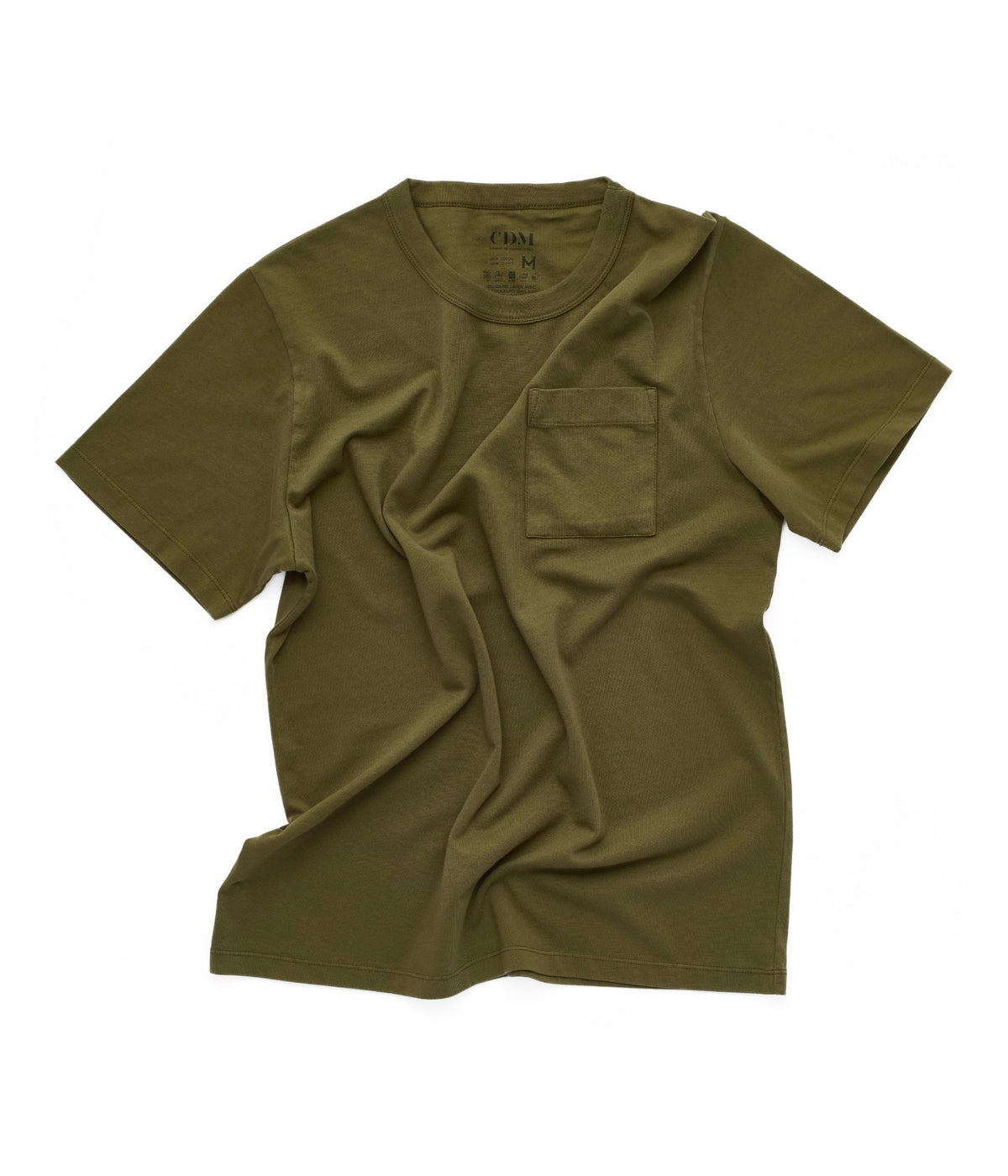 T-shirt colletage kaki à poche, à plat